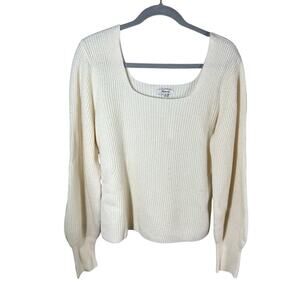 Madewell Leyton Square Neck Pullover Wool Cashmere Blend Sweater Size XL
